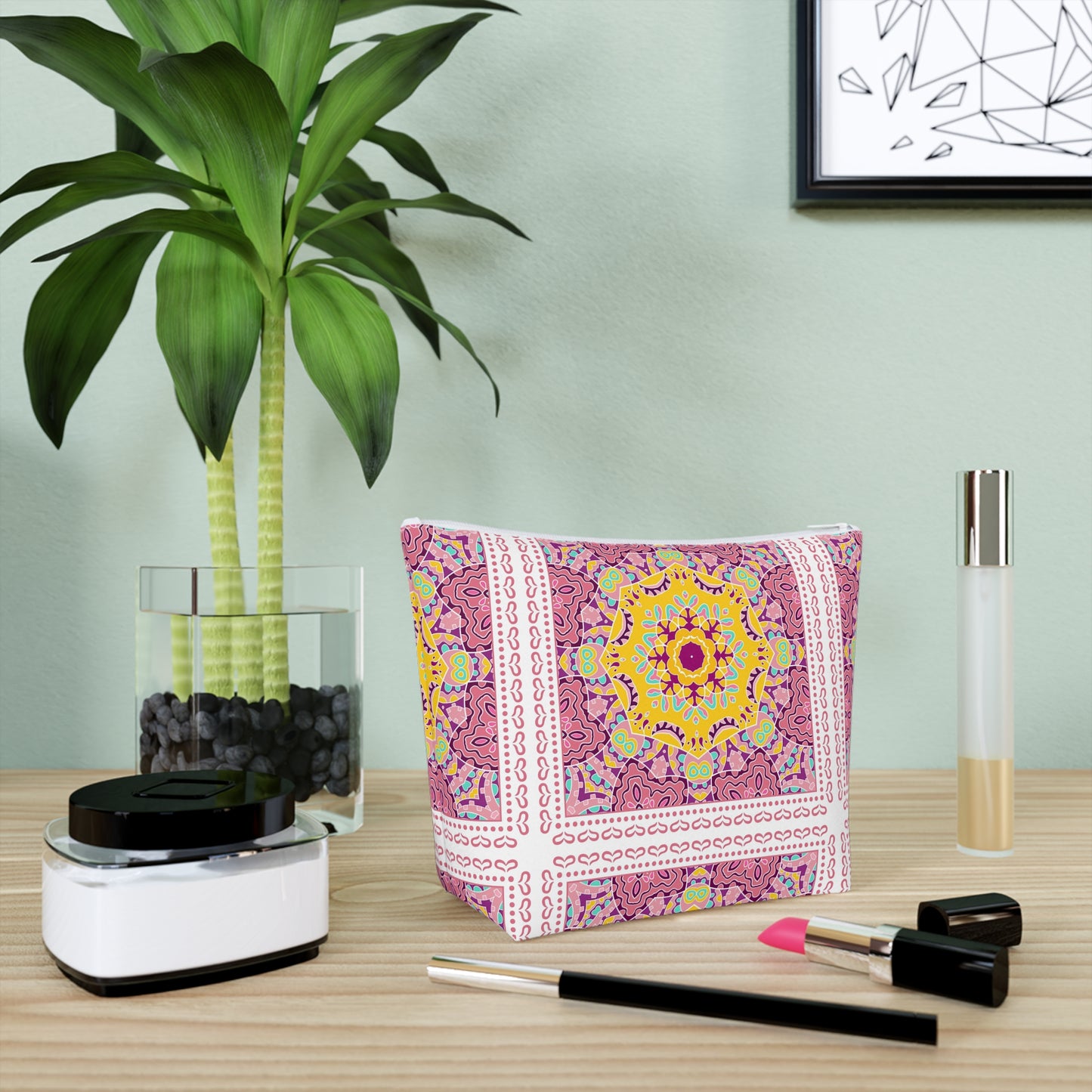 KALLOS Cotton Cosmetic Bag - Pink Doodle