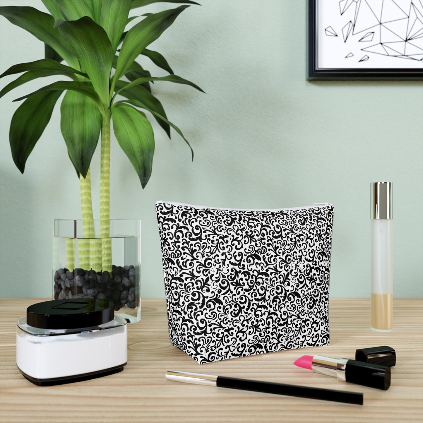 KALLOS Cotton Cosmetic Bag - Black Ornament